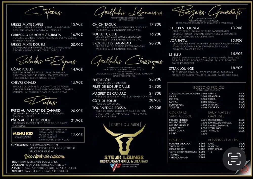 Notre Menu du midi